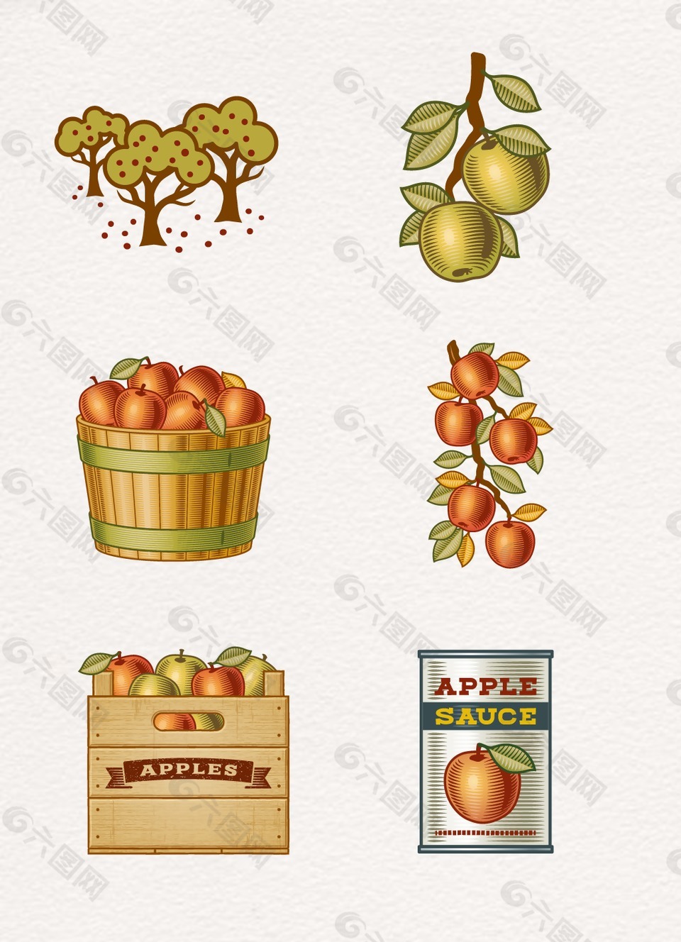 卡通水果苹果图案