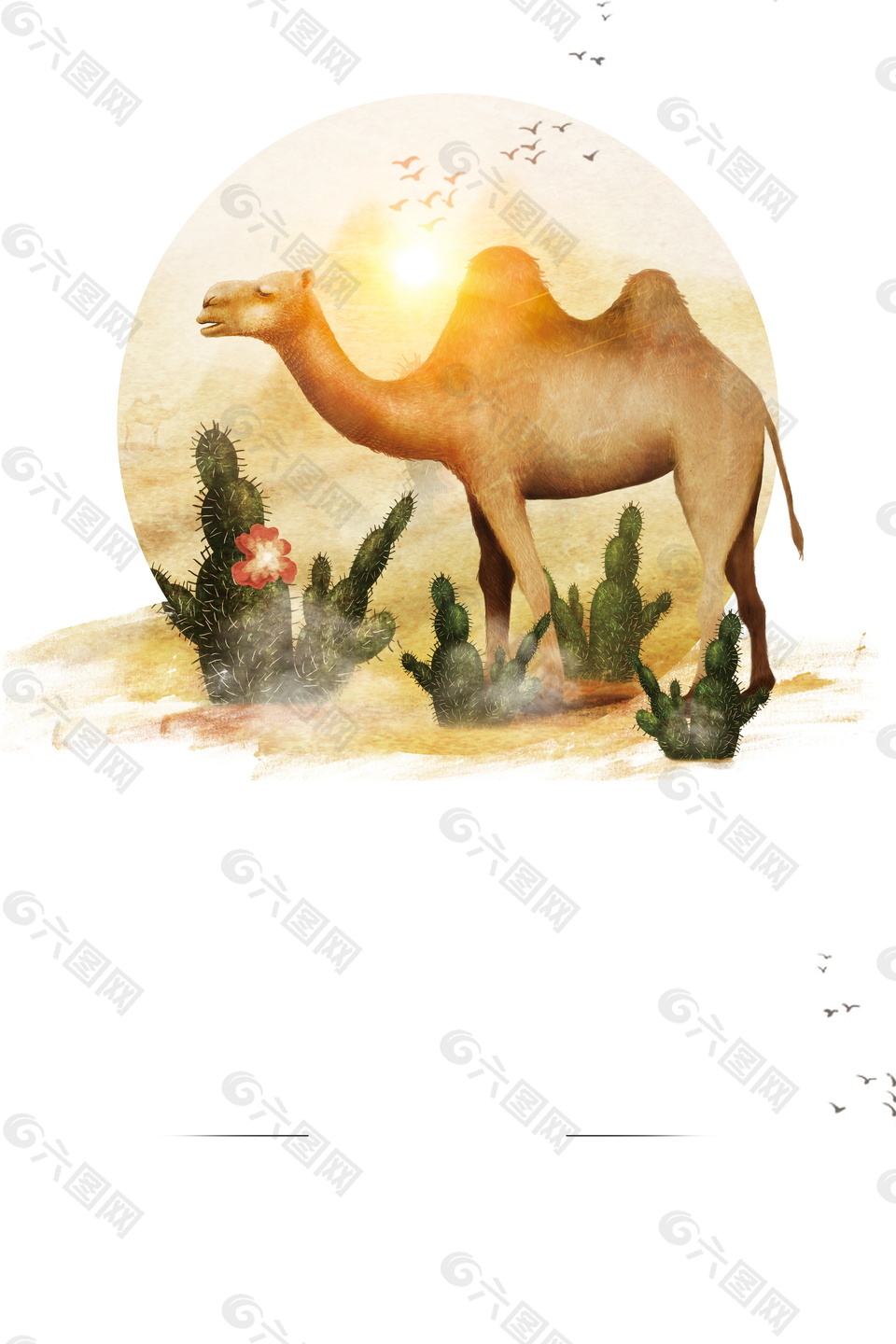 浪漫风情沙漠骆驼广告背景