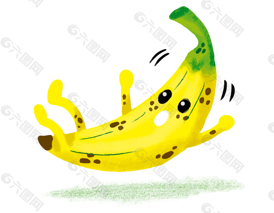 手绘摔倒的香蕉大王矢量图