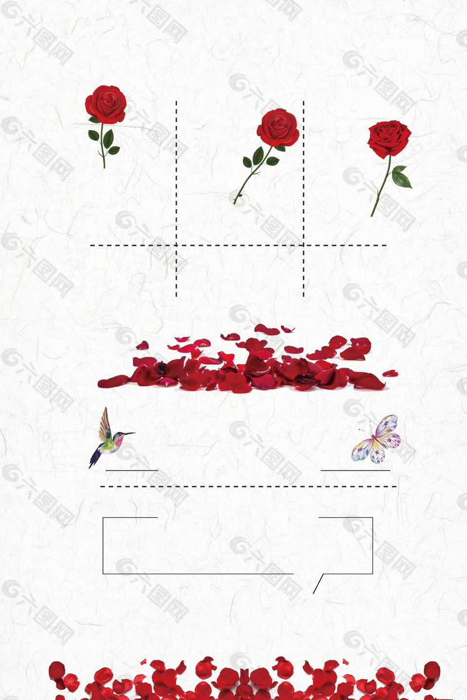 清新浪漫玫瑰花花瓣广告背景