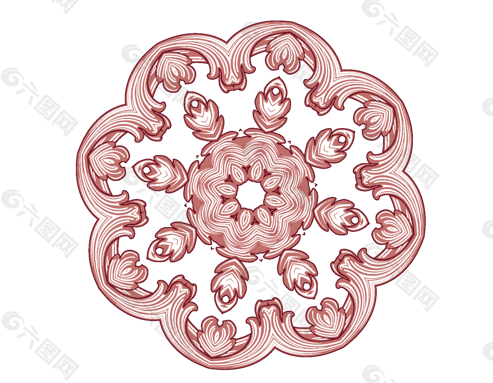 手绘圆形花边装饰元素图