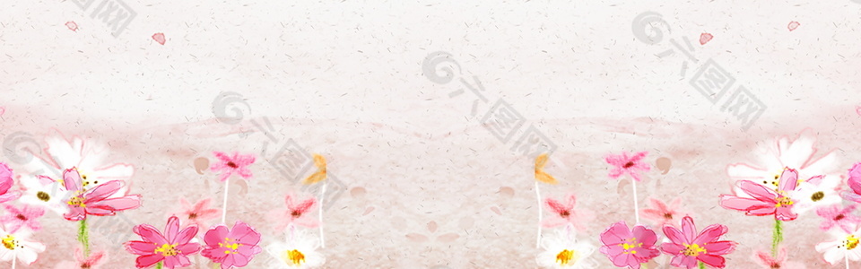 手绘粉色荷花背景图