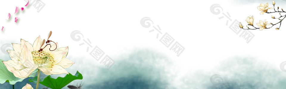 彩绘荷花水墨背景设计