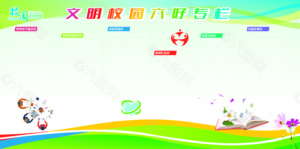 文明校园六好标准展板