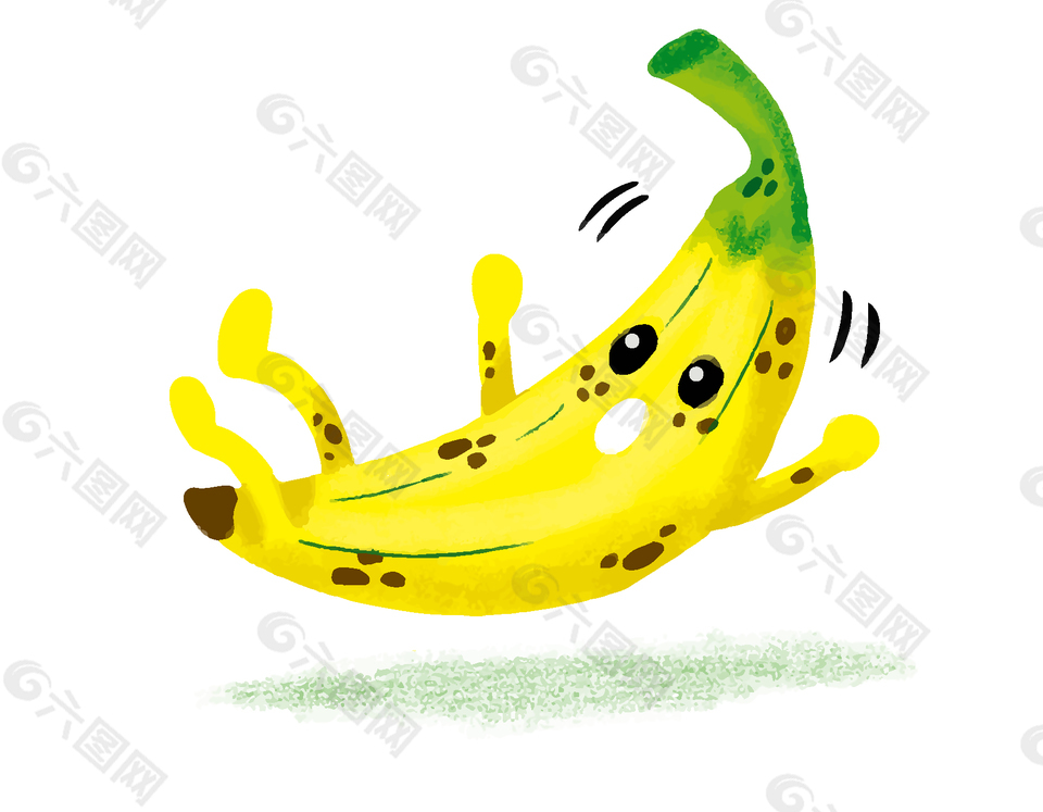 矢量卡通淘气摔倒的香蕉