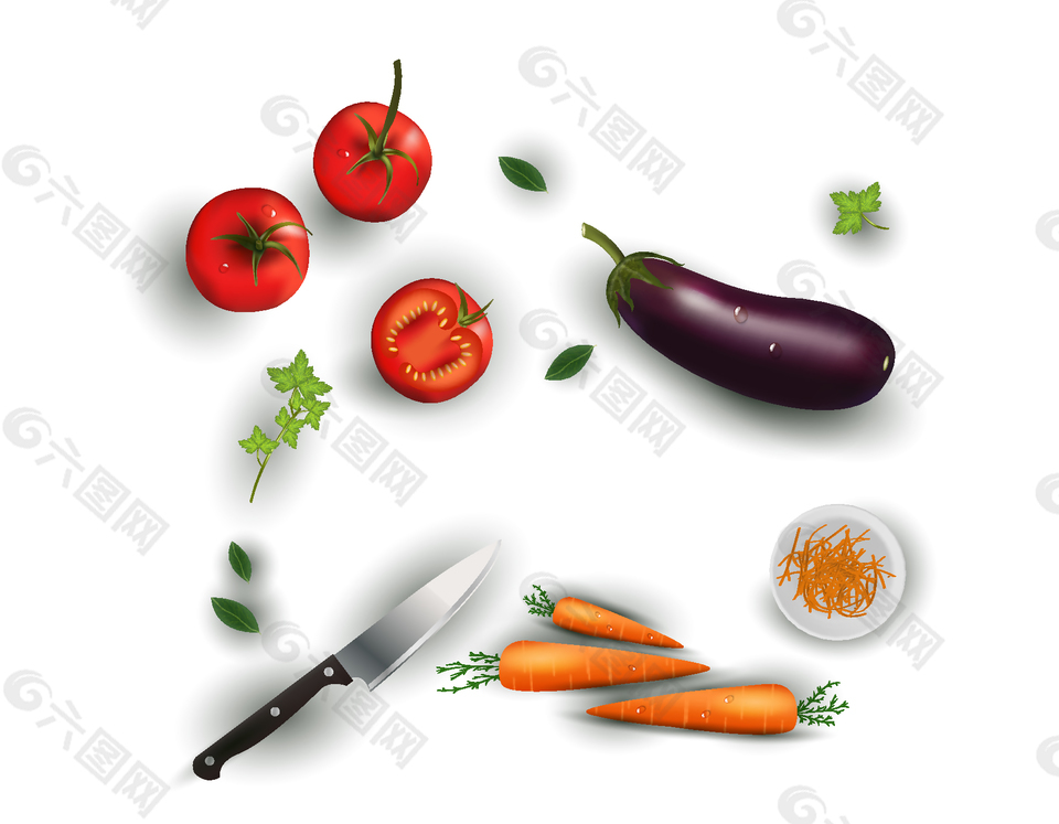 小清新蔬菜刀具元素