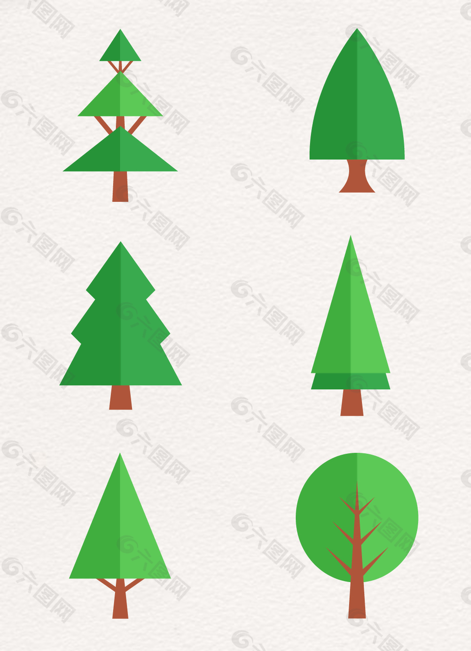 矢量绿色卡通小树