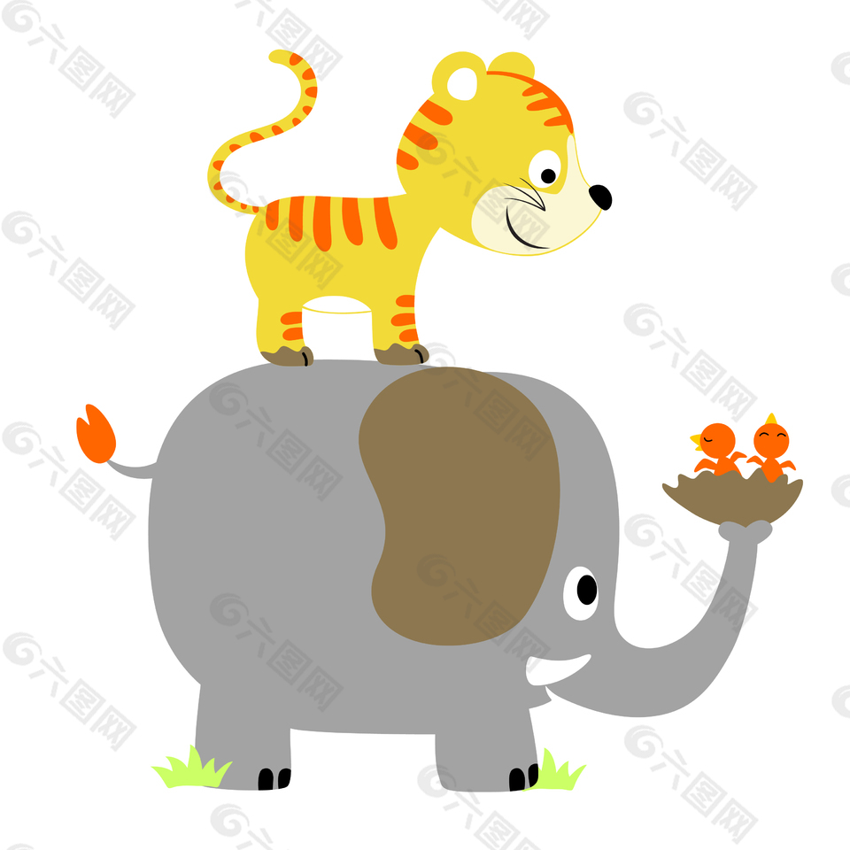 大象小老虎卡通动漫可爱装饰