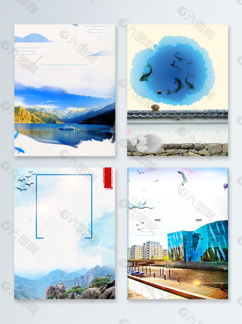 水彩世界古迹遗址日广告背景