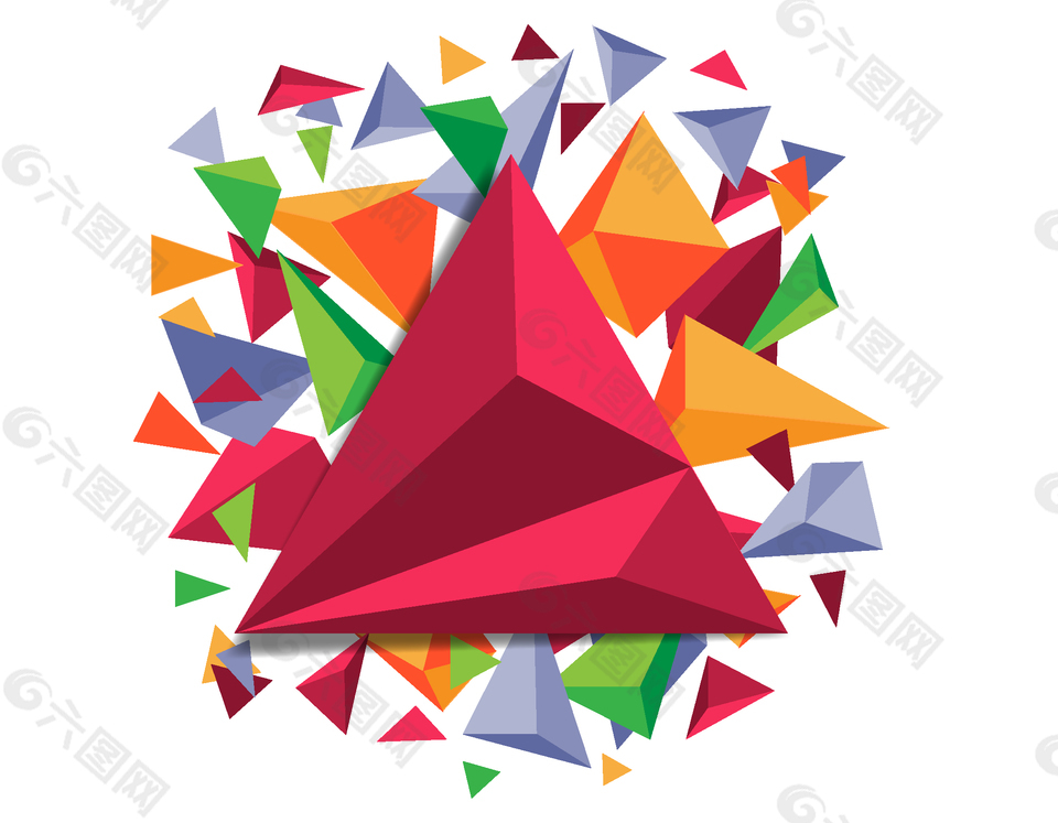 3D立体三角体装饰矢量图