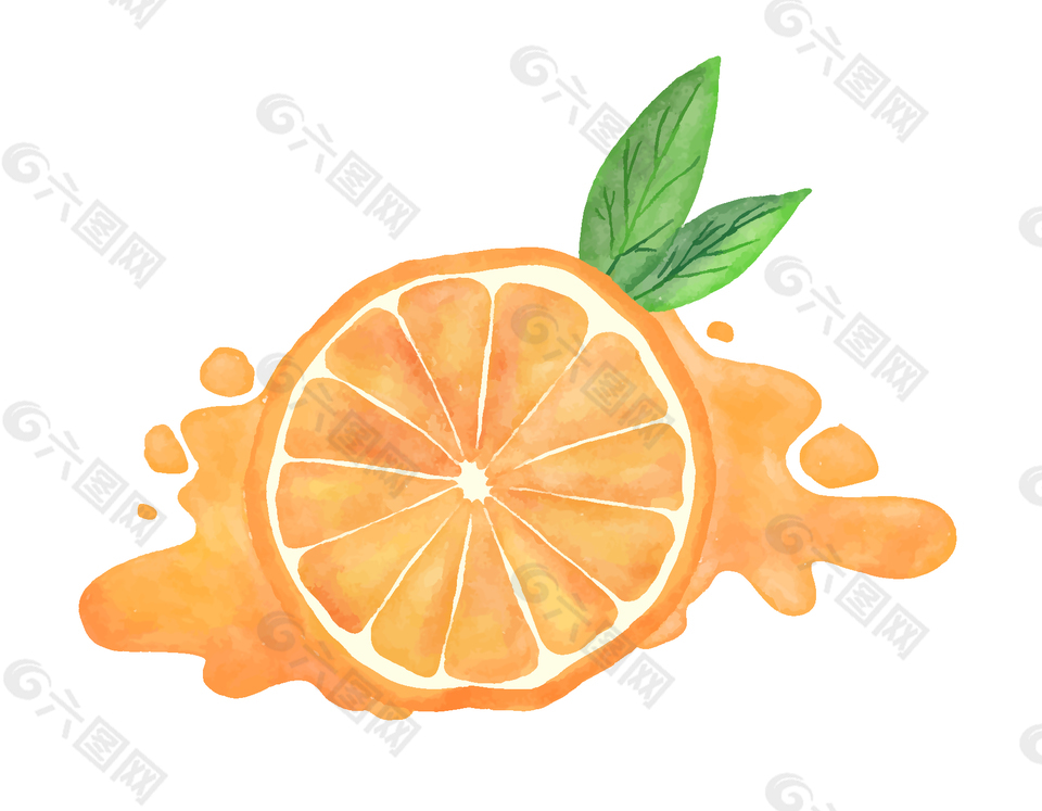手绘卡通橙汁矢量元素