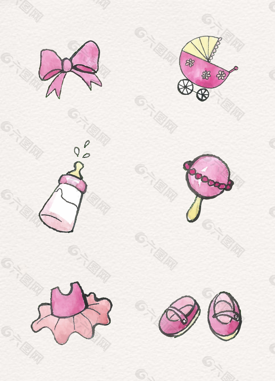 粉色可爱女宝宝婴儿用品