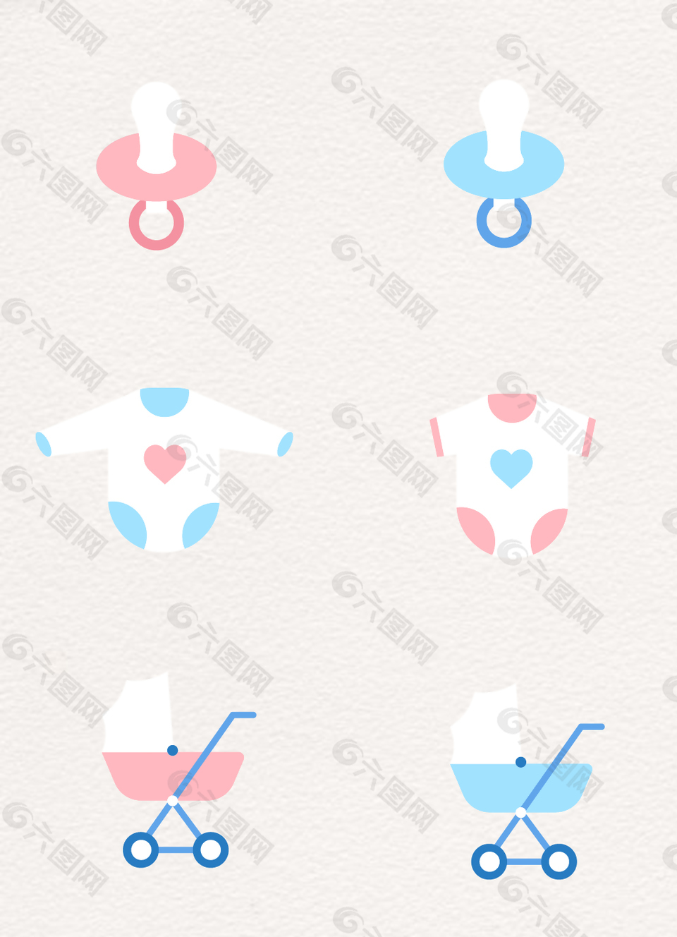 粉蓝色小清新可爱母婴用品矢量素材