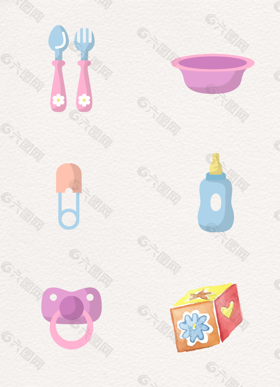 粉色可爱母婴用品元素