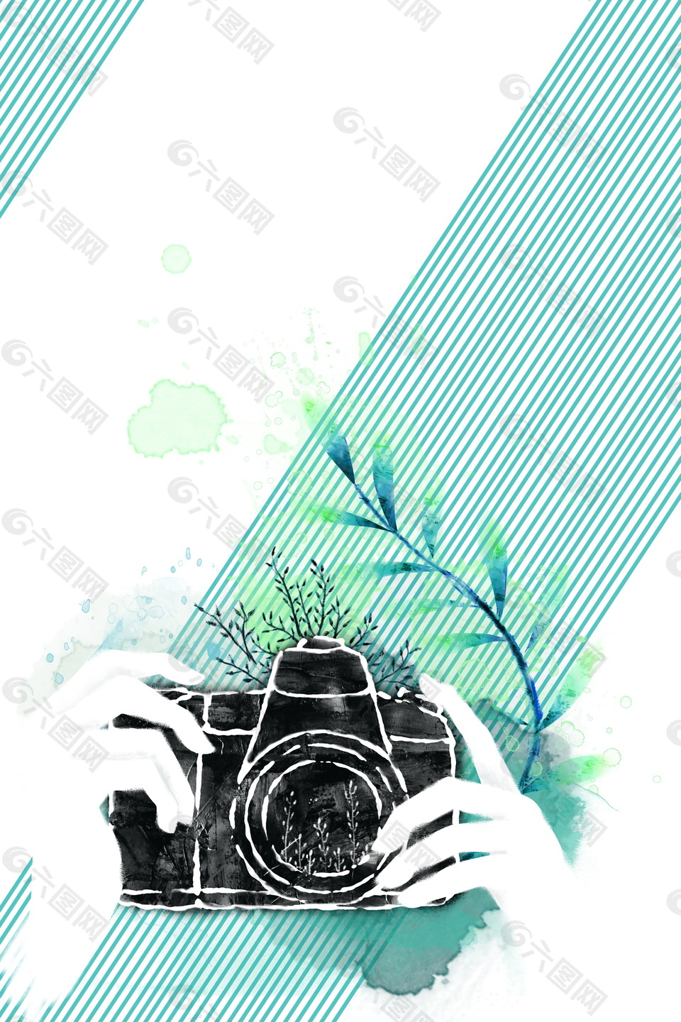 小清新旅行相机拍照广告背景素材