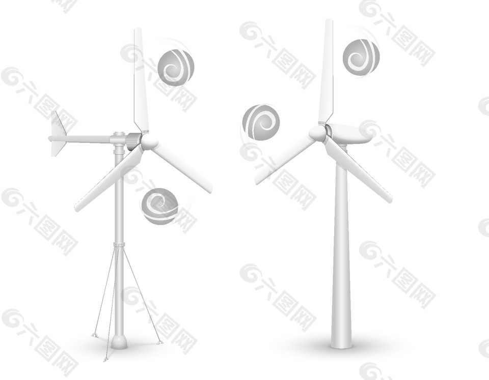科技化风车发电节能矢量图