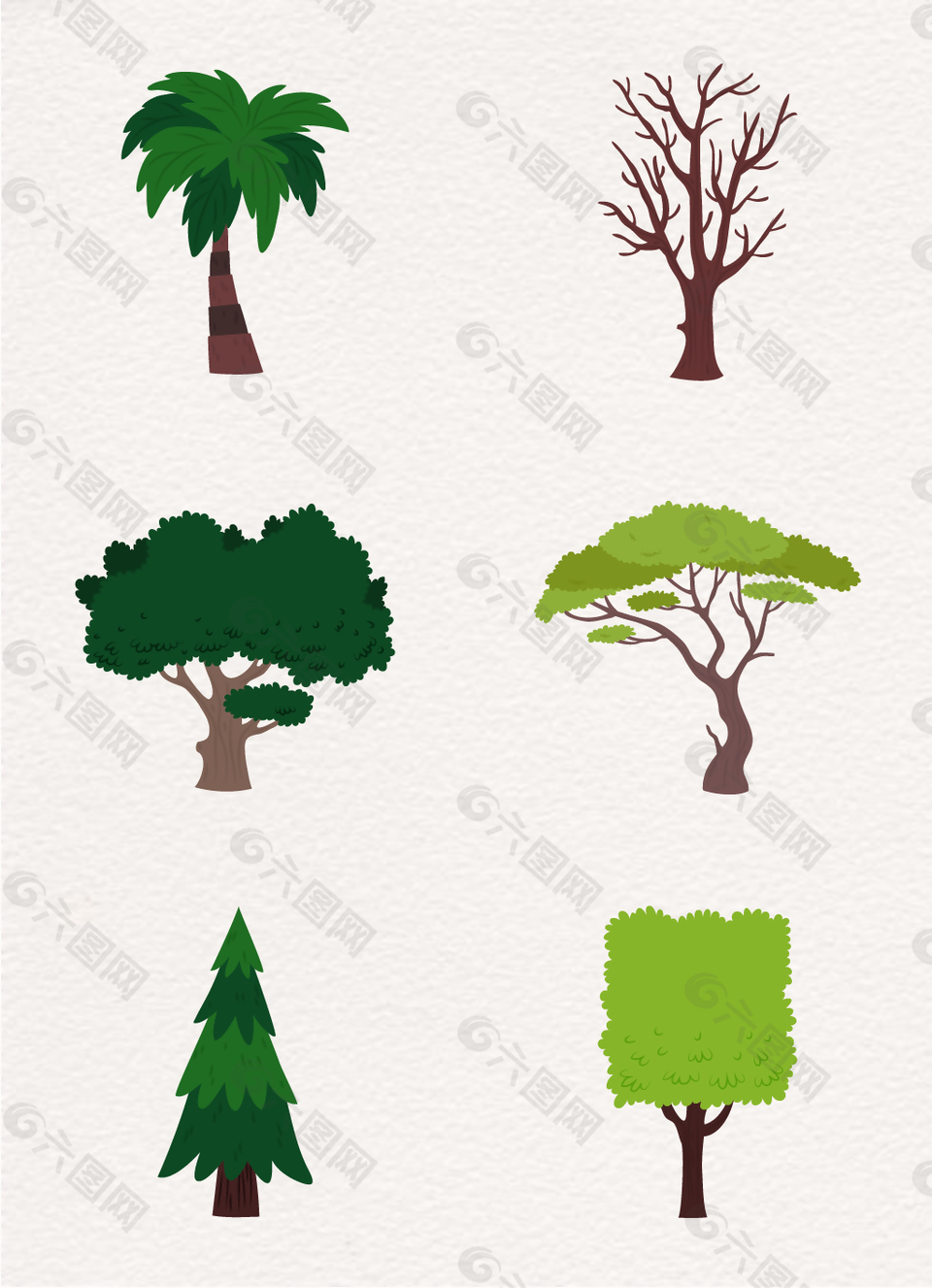 矢量各种形态的树木合集