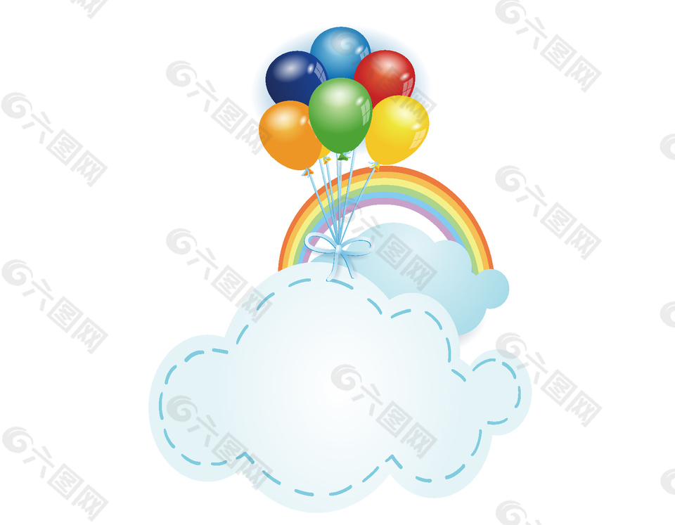 卡通天空彩虹气球元素