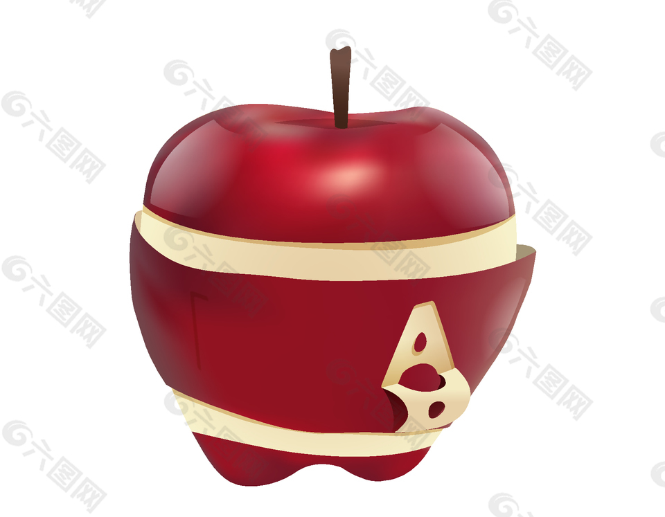 卡通红色苹果字母A元素