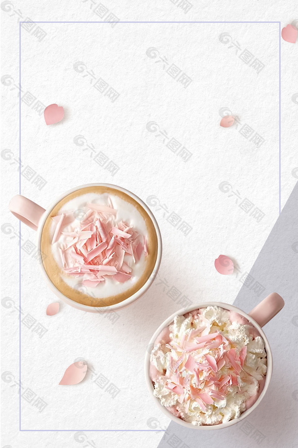 韩系粉色花瓣甜点下午茶美食素材