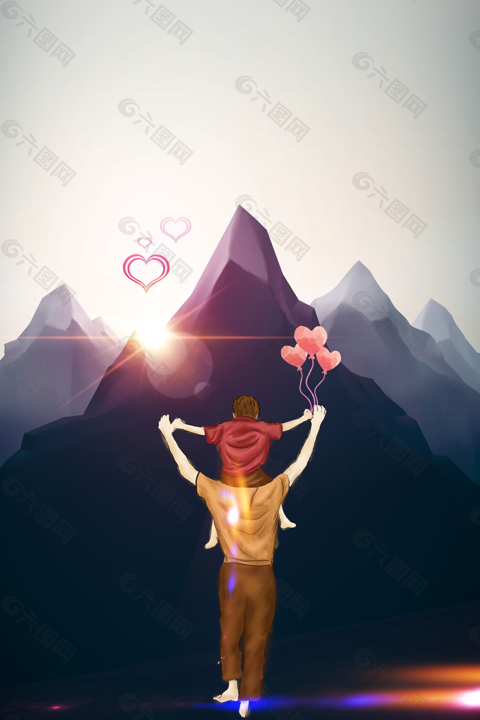 大气父爱如山人物背影背景图