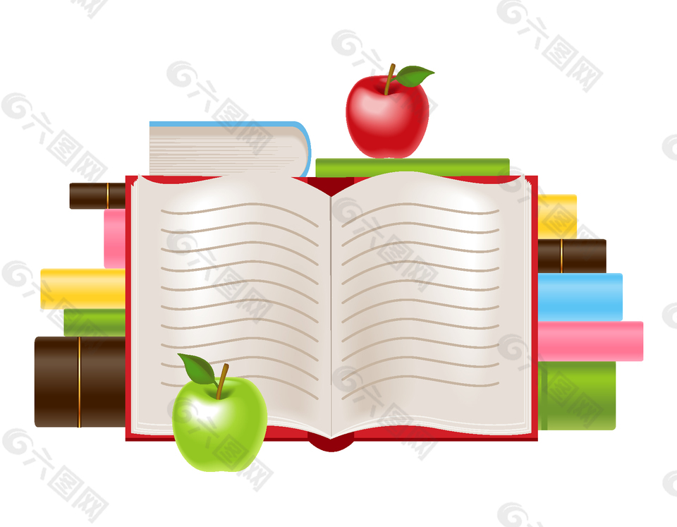 矢量课外阅读质料和苹果元素
