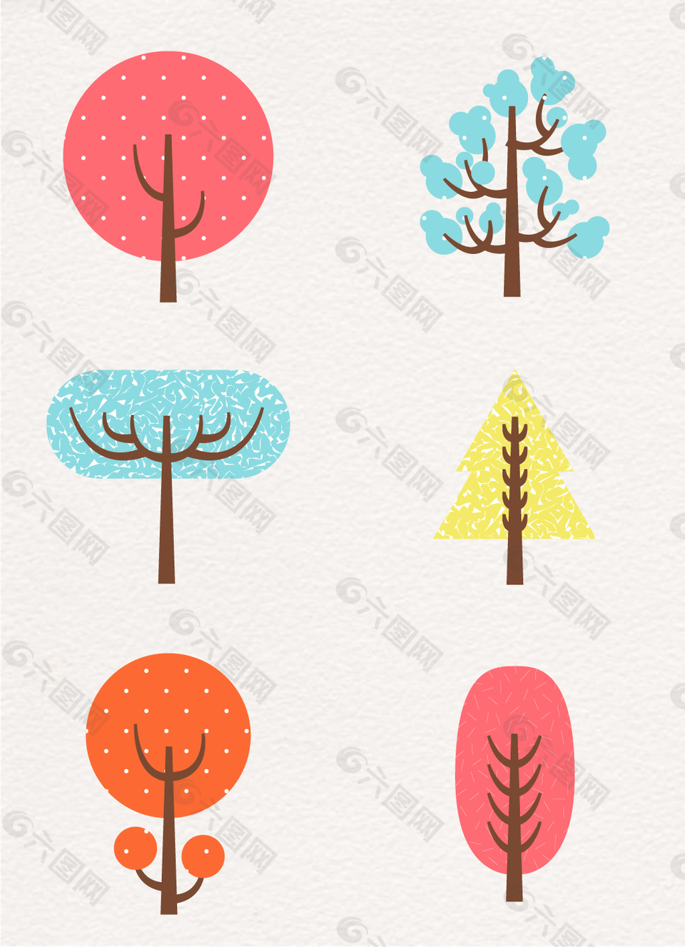 创意植物卡通小树插画元素