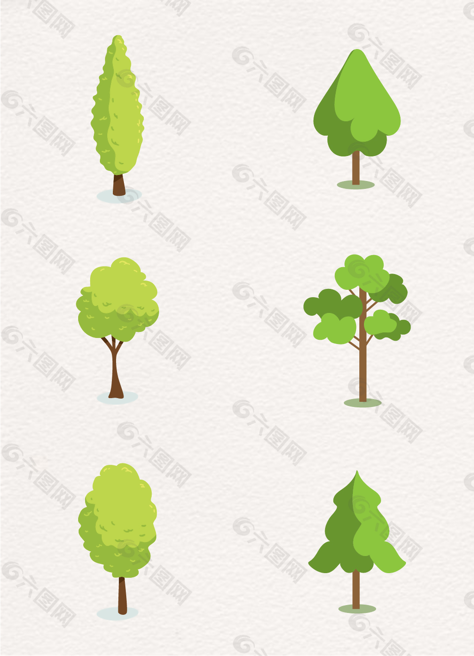 绿色的卡通树木矢量素材