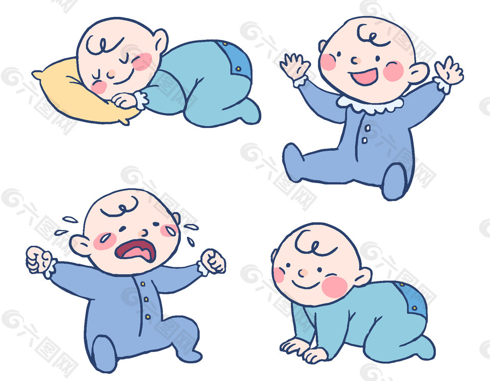 卡通可爱婴儿哭睡元素