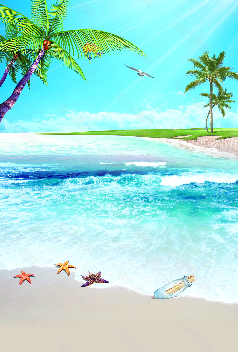 夏日海滩海报背景背景素材免费下载 图片编号 六图网