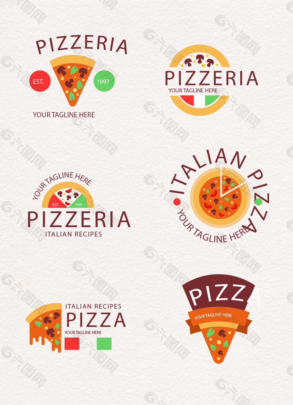 食物披萨设计图案图标