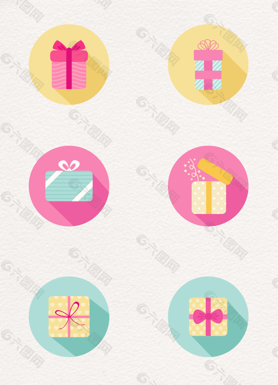 卡通礼物图标长投影图案