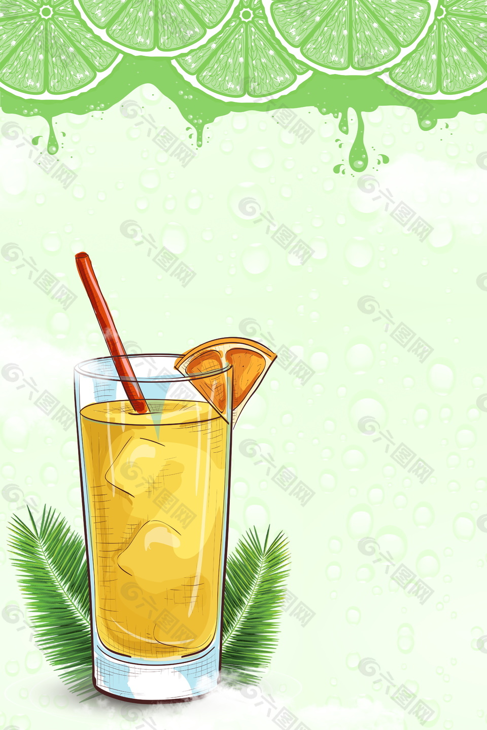 夏季解渴橙汁饮品海报背景设计