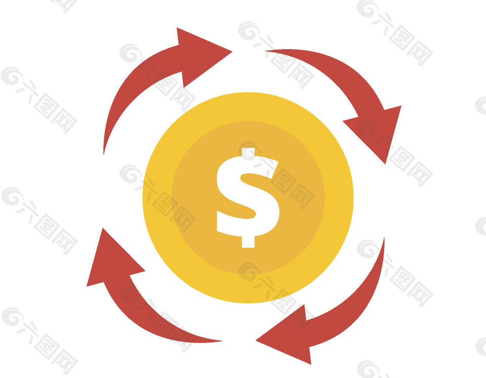 圆形货币市场流通循环矢量图