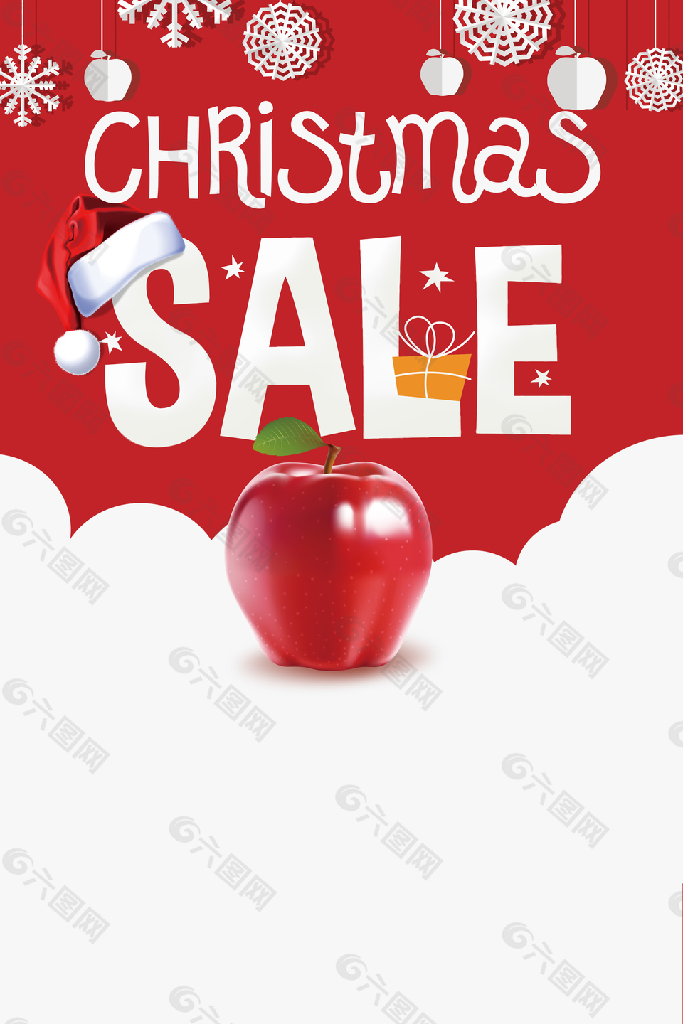 平安夜红色简约商场背景