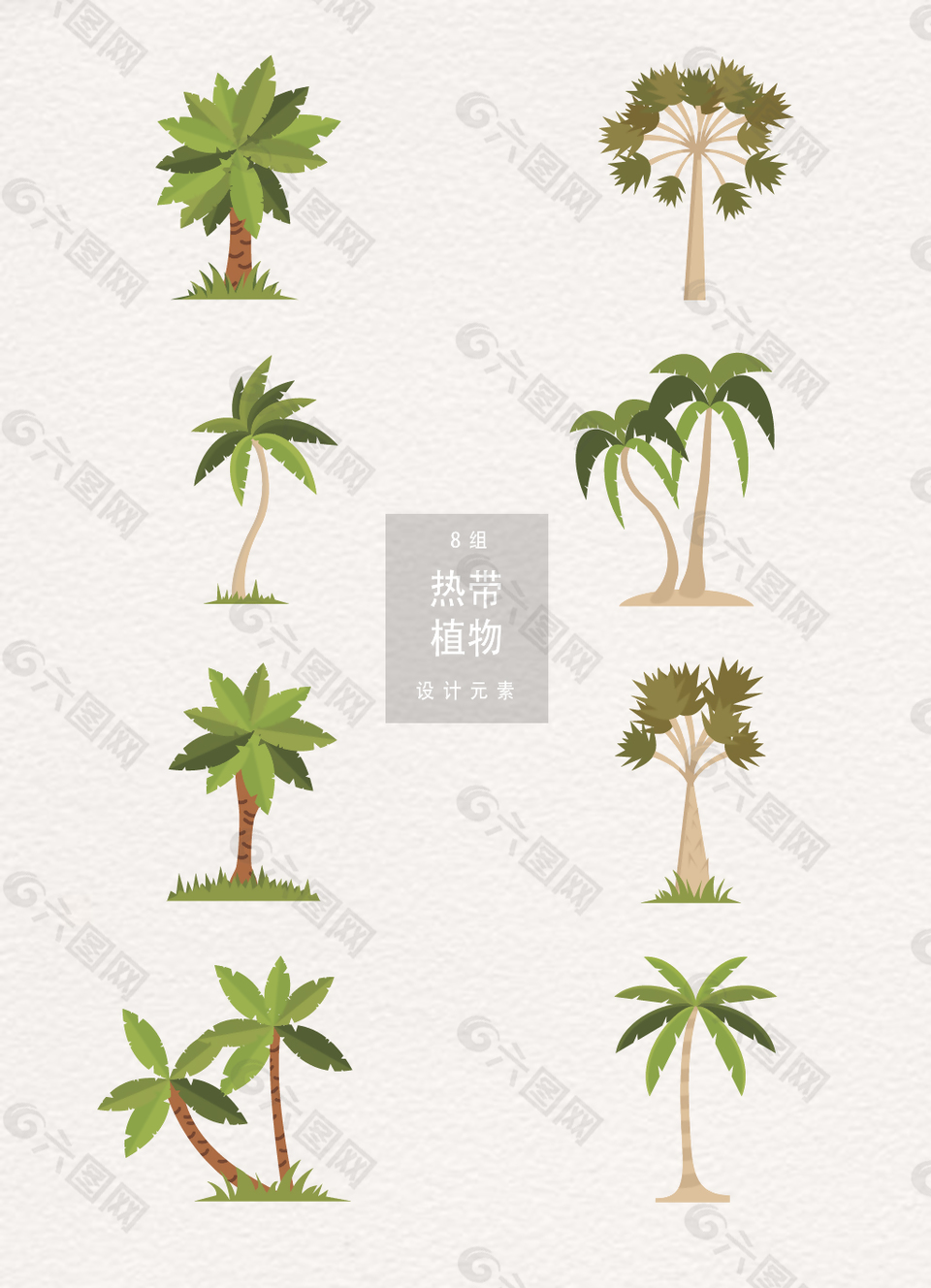 手绘热带植物