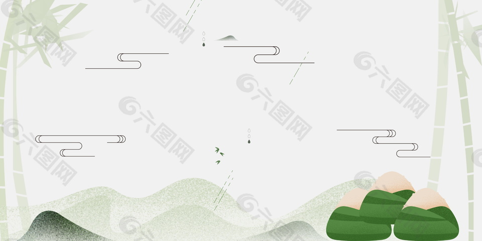 云端上的粽子端午节海报背景设计