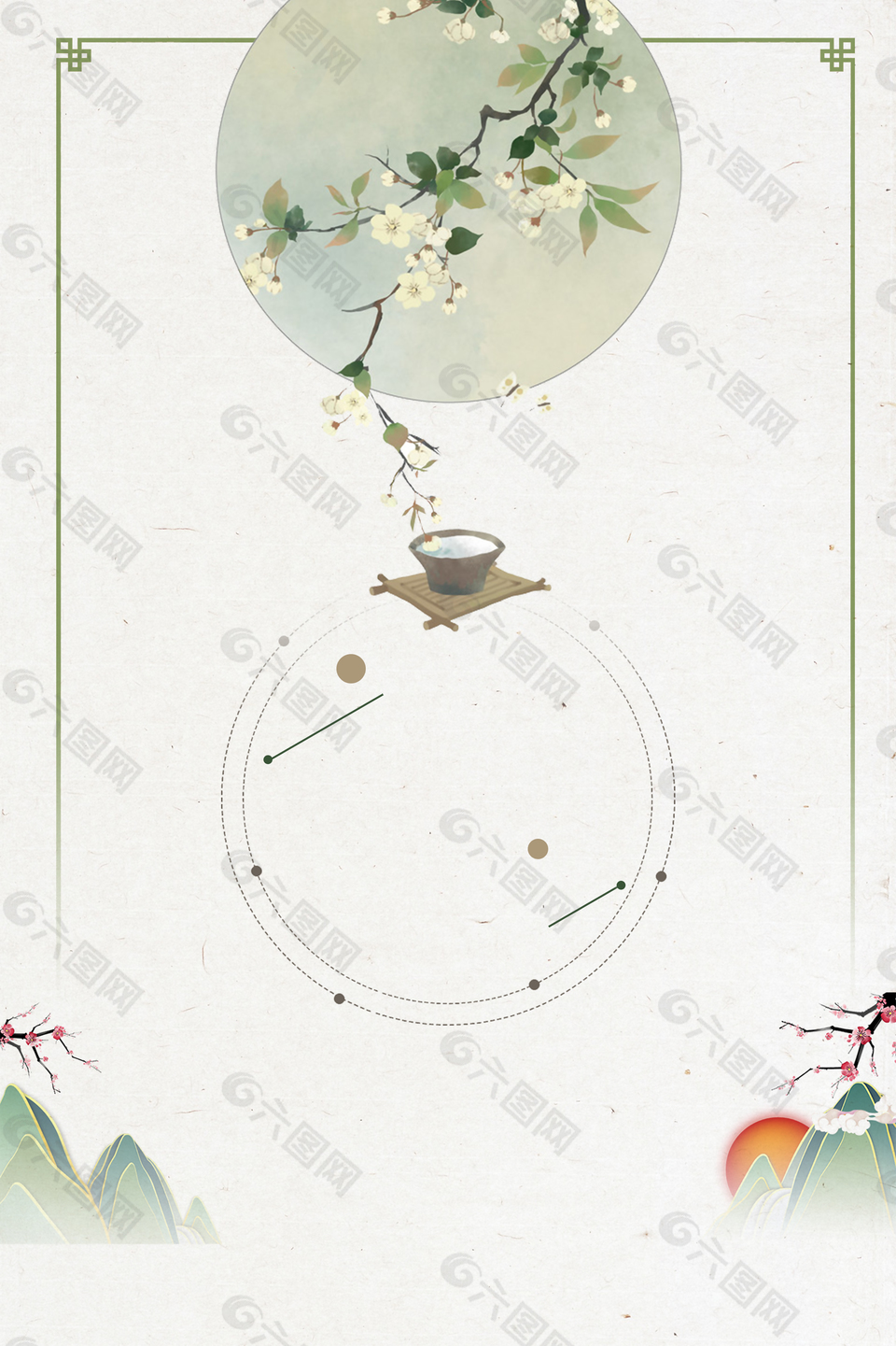 佛学禅意海报背景模板