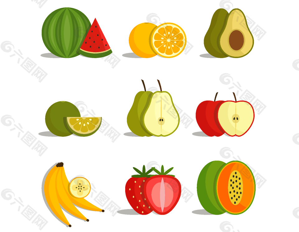 卡通彩色水果对称元素