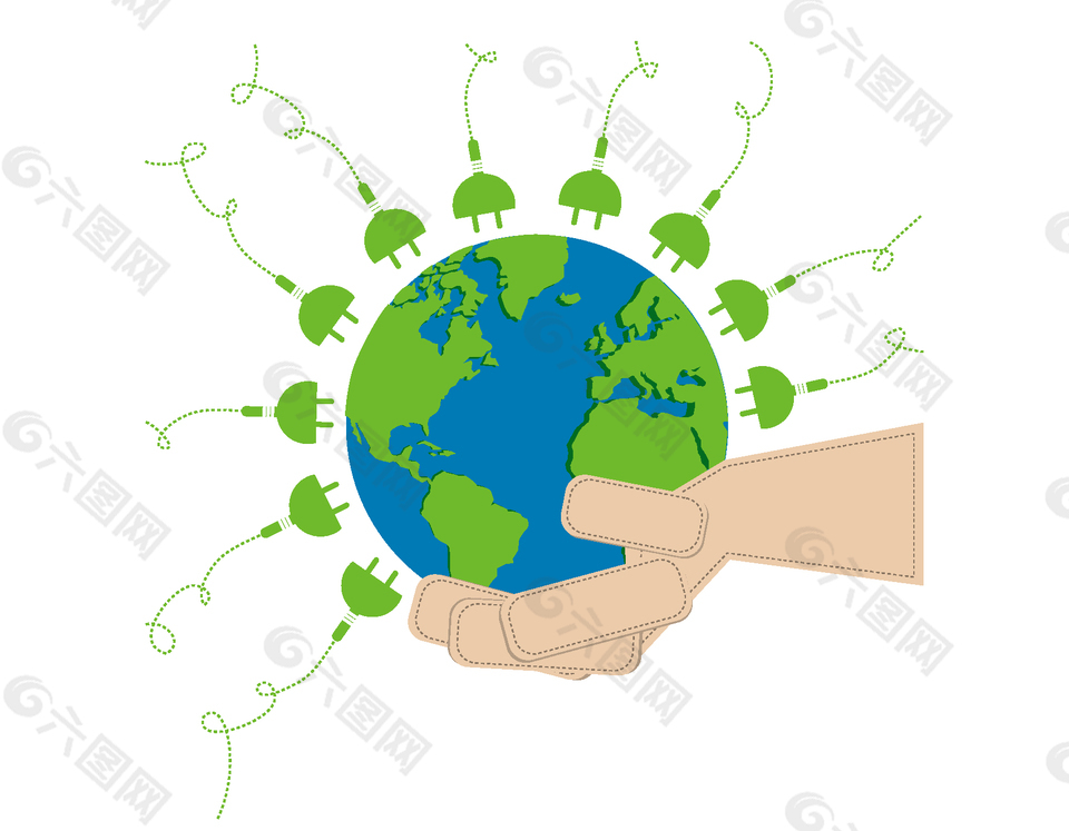卡通绿色地球绿色能源元素
