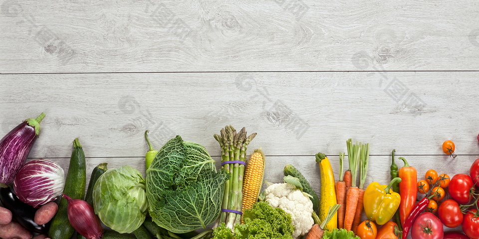 简单一排水果蔬菜广告背景素材