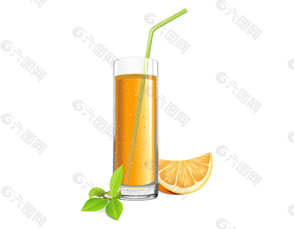 营养美味的鲜橙果汁矢量图
