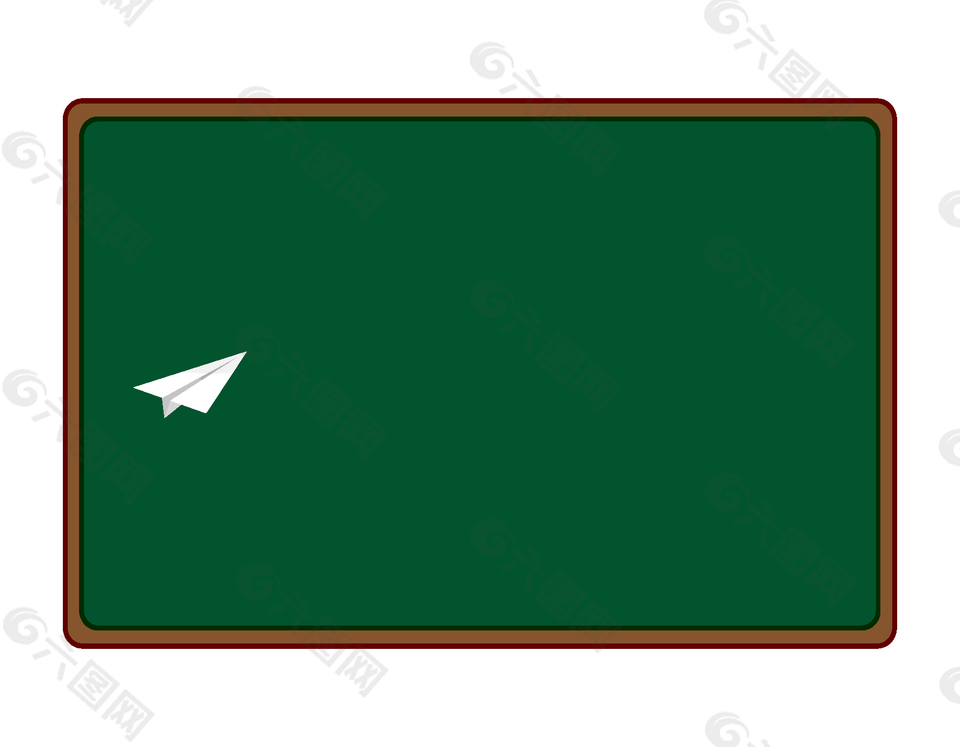 绿色长方形边框上的纸飞机矢量图