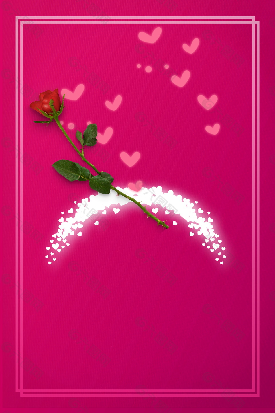 浪漫玫红色底纹玫瑰花广告背景