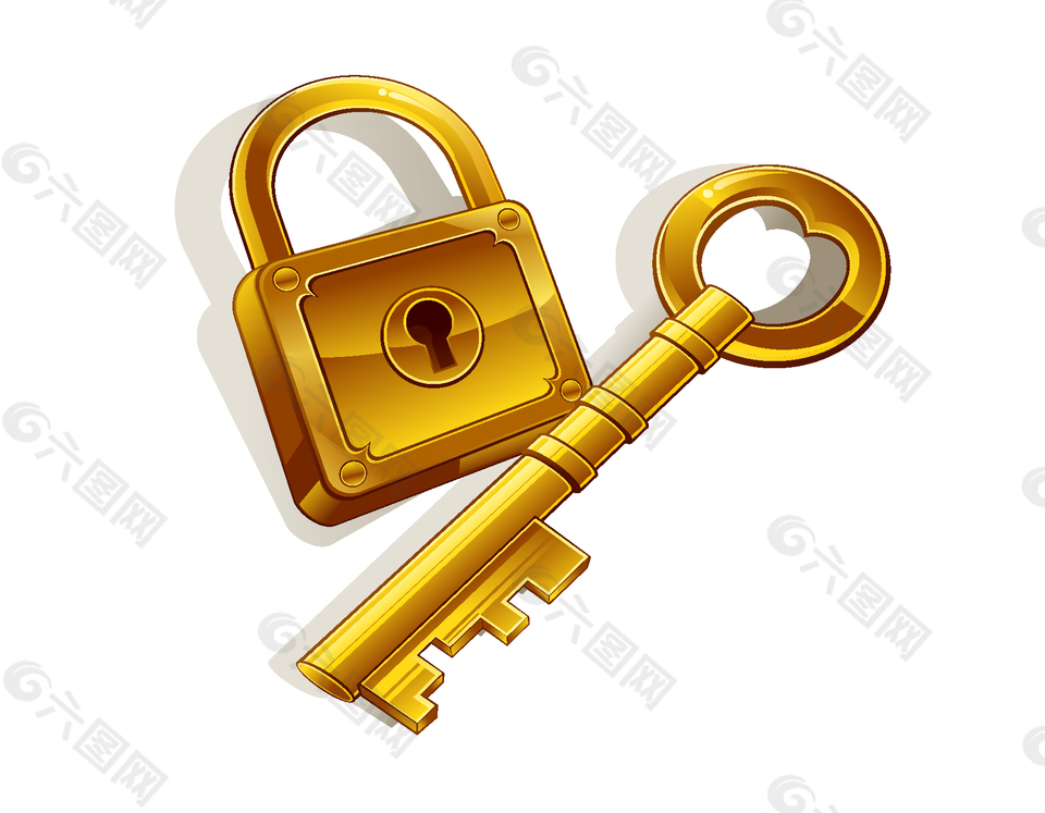 矢量金属钥匙与方形锁