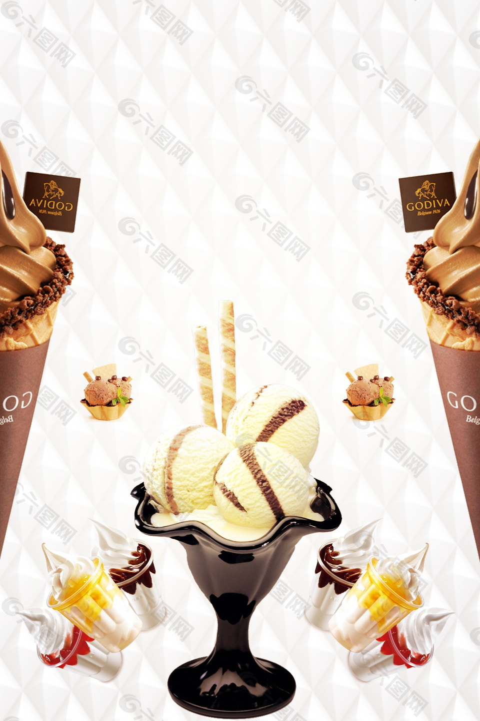 美味圣代巧克力冰淇淋海报背景