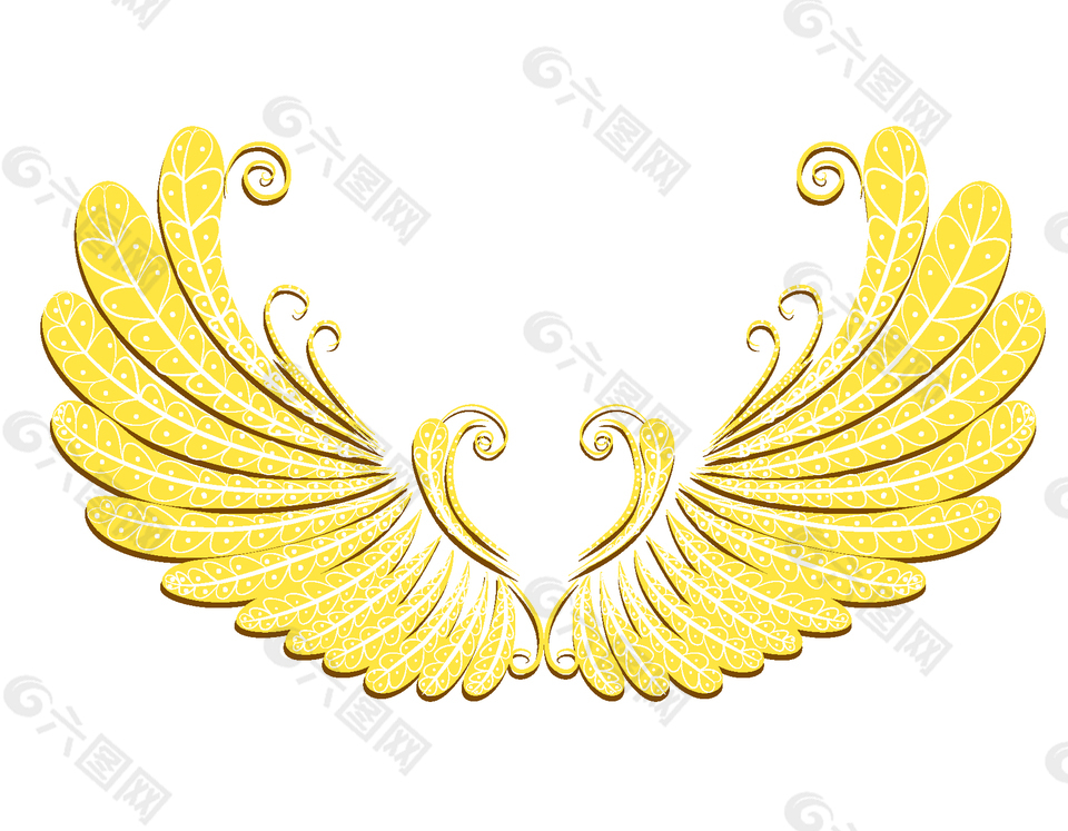抽象黄色翅膀元素