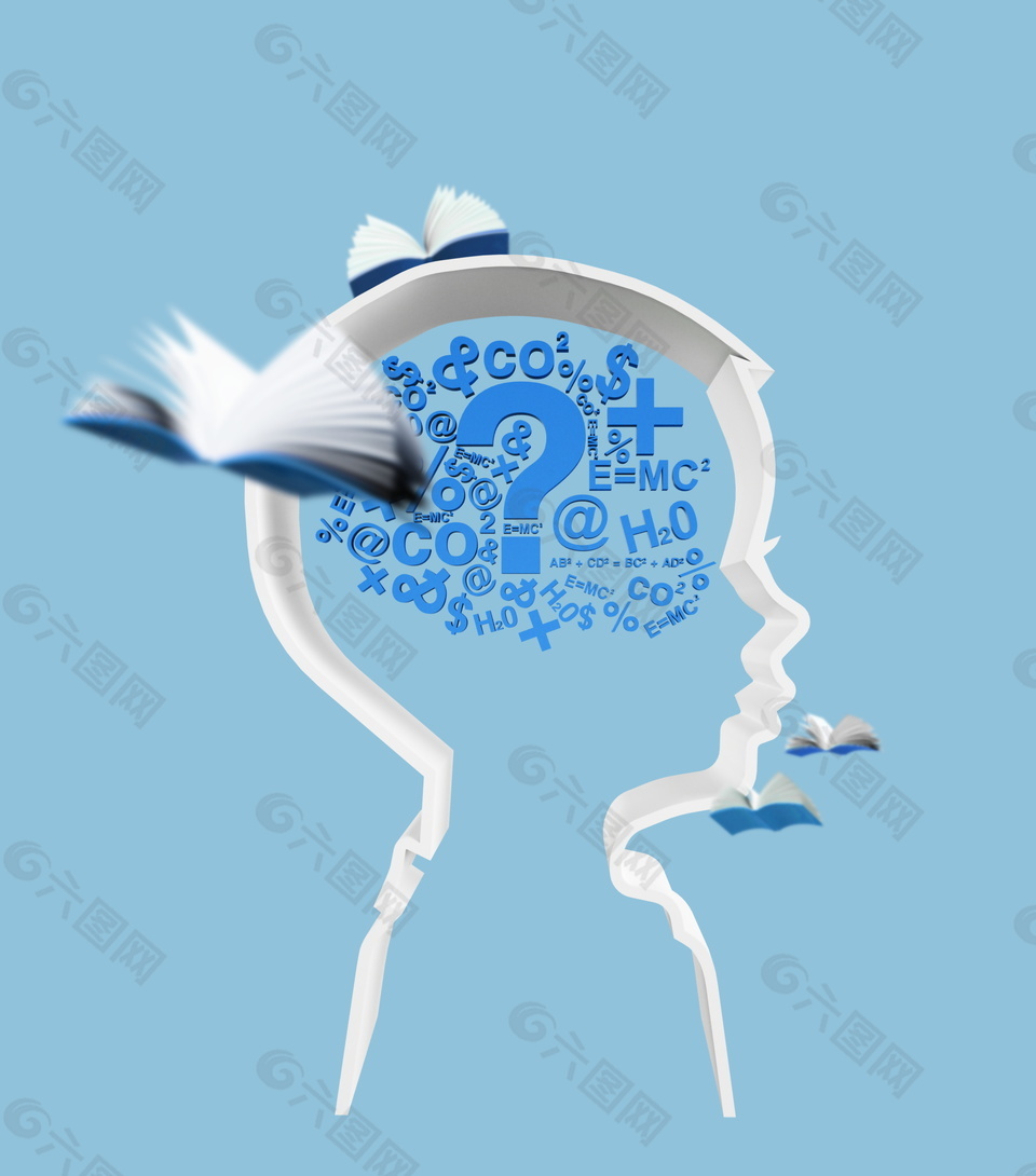 蓝色儿童大脑智力开发元素设计