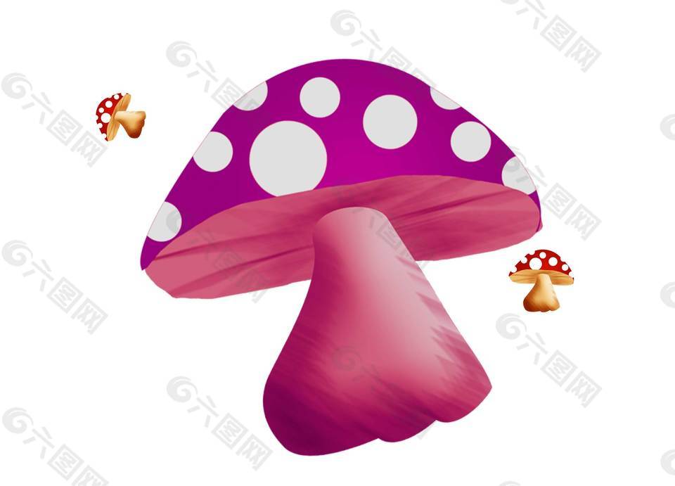 手绘彩色鲜艳的蘑菇