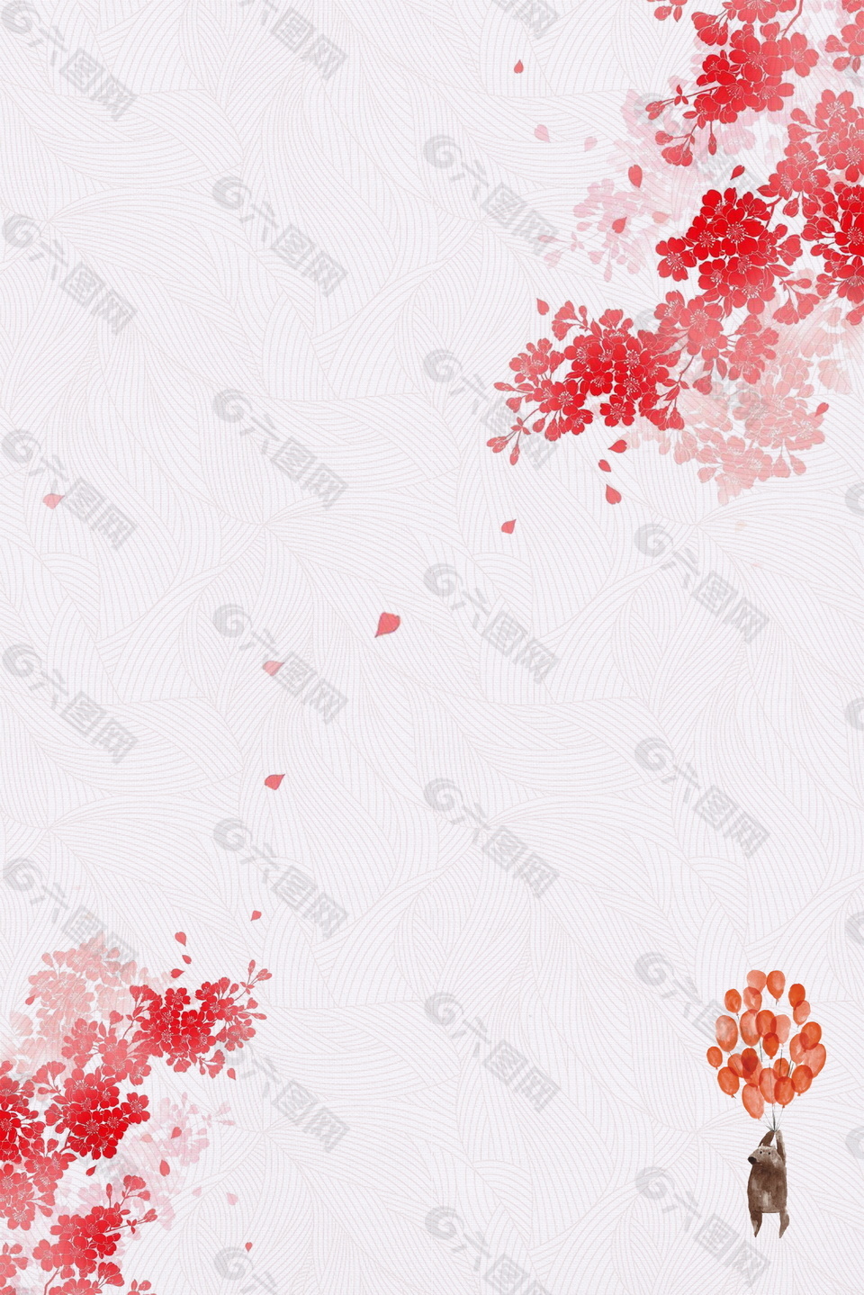 红色鲜艳气球日系文艺范广告背景素材